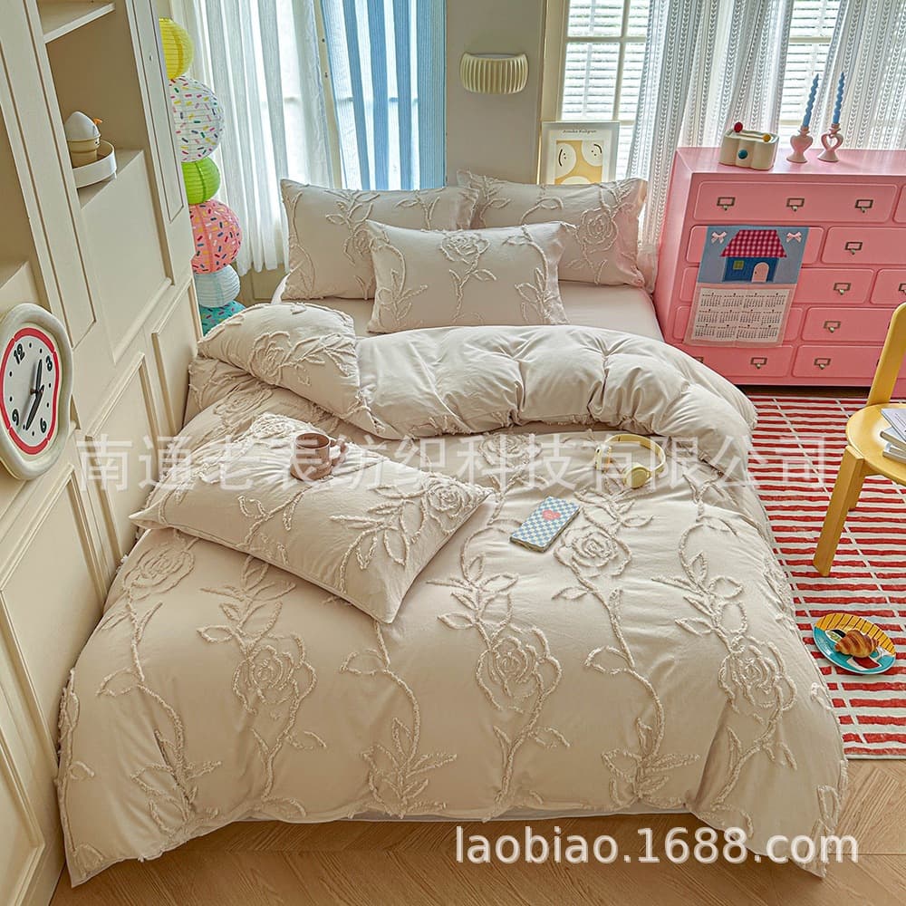 Old Table Cross-Border Foreign Trade Supply Amazon Bedding Simple Three-Dimensional Cut Flower Solid Plant Floral Duvet Cover