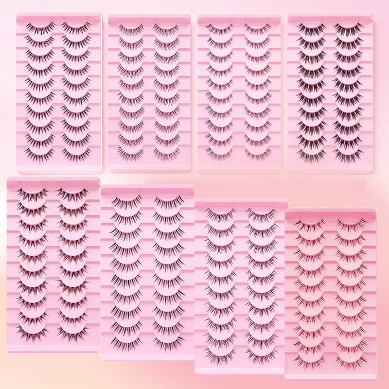 Dingsen Cross-Border Supply 10 Pairs Single-Thread Fishing Line Thin Stem False Eyelashes Natural Cos Little Demon Eyelashes