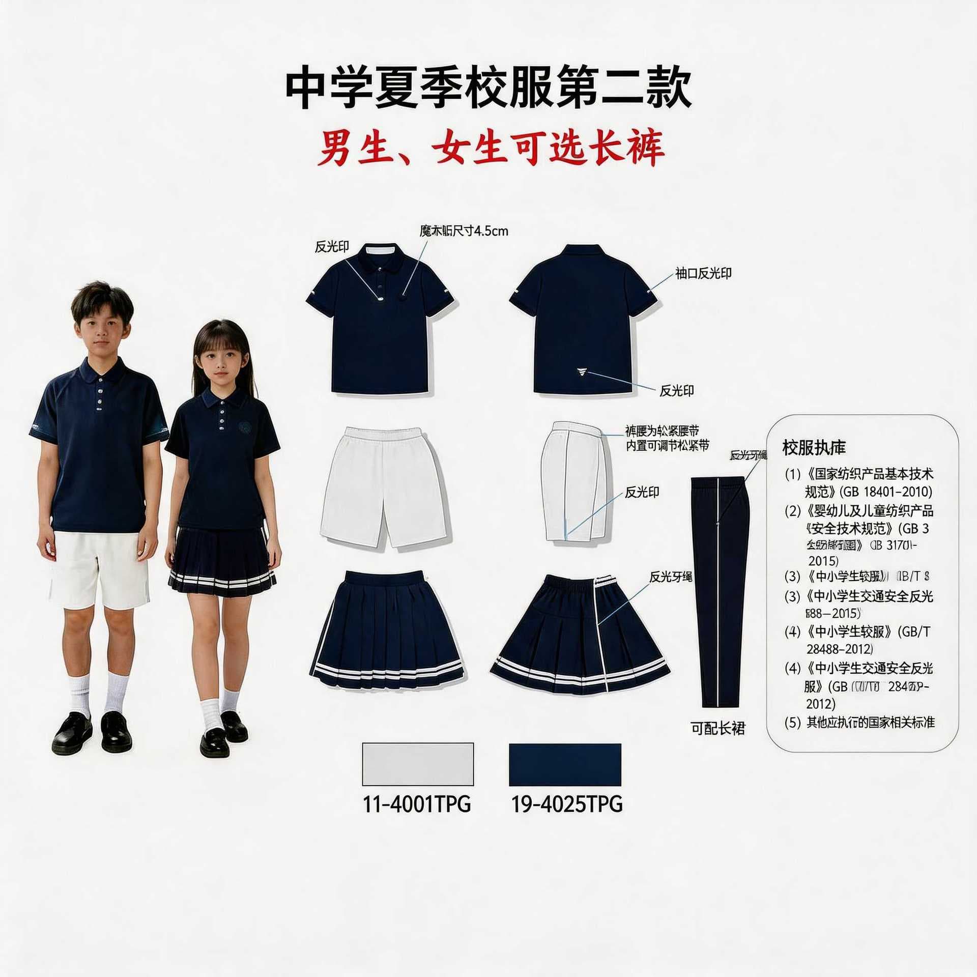 Liaoning Unified School Uniforms, Shenyang City Middle School Summer Uniforms, Second Style, Cool-Touch Sorona, Shenyang City Unified School Uniforms