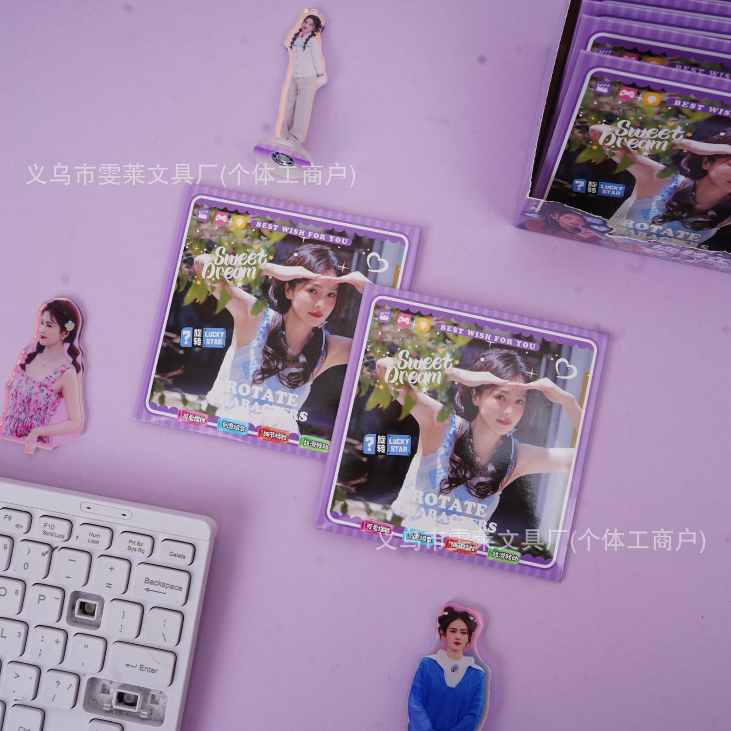 Cute Celebrity Series White Deer Rotating Standee Creative Acrylic Desktop Ornament Female Celebrity Standee Blind Bag Foreign Trade