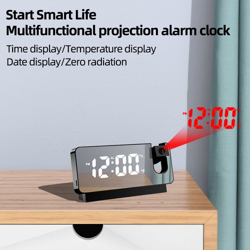 Cross-border Projection Alarm Clock Electronic Clock Creative Night Light Clock Bedroom Large Screen Digital Projection Clock LED Mirror Clock