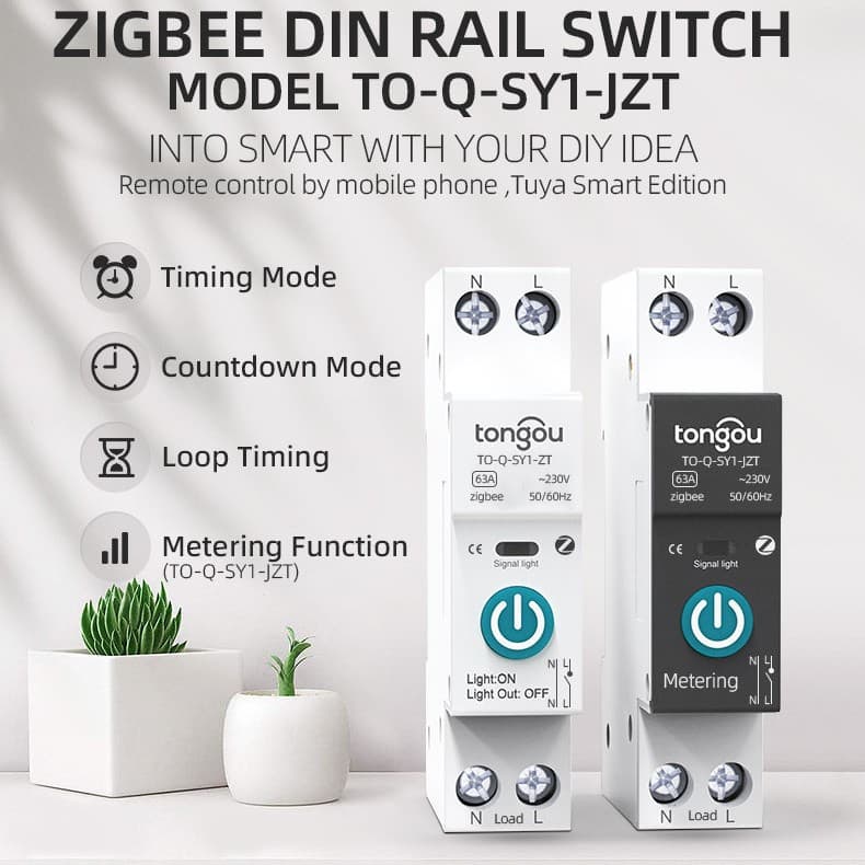 Tuya Metering Zigbee Smart Switch Circuit Breaker Wireless Remote Control Mobile Phone Smart Home