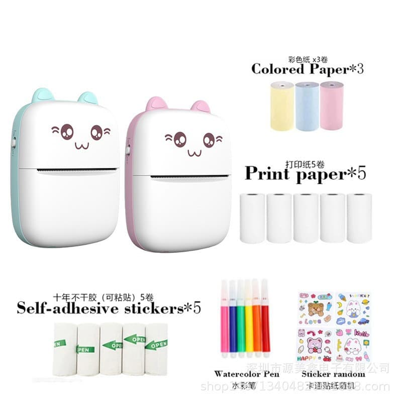 Export Mini Printer, Sticker Label Printer, Small Portable Wireless Thermal Photo Printer