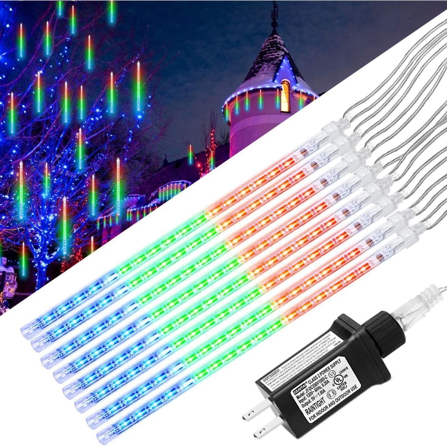 Amazon ULLED Meteor Shower LED Christmas Curtain Lights, Holiday Star Decoration Meteor Lights, Romantic Colorful Lighting