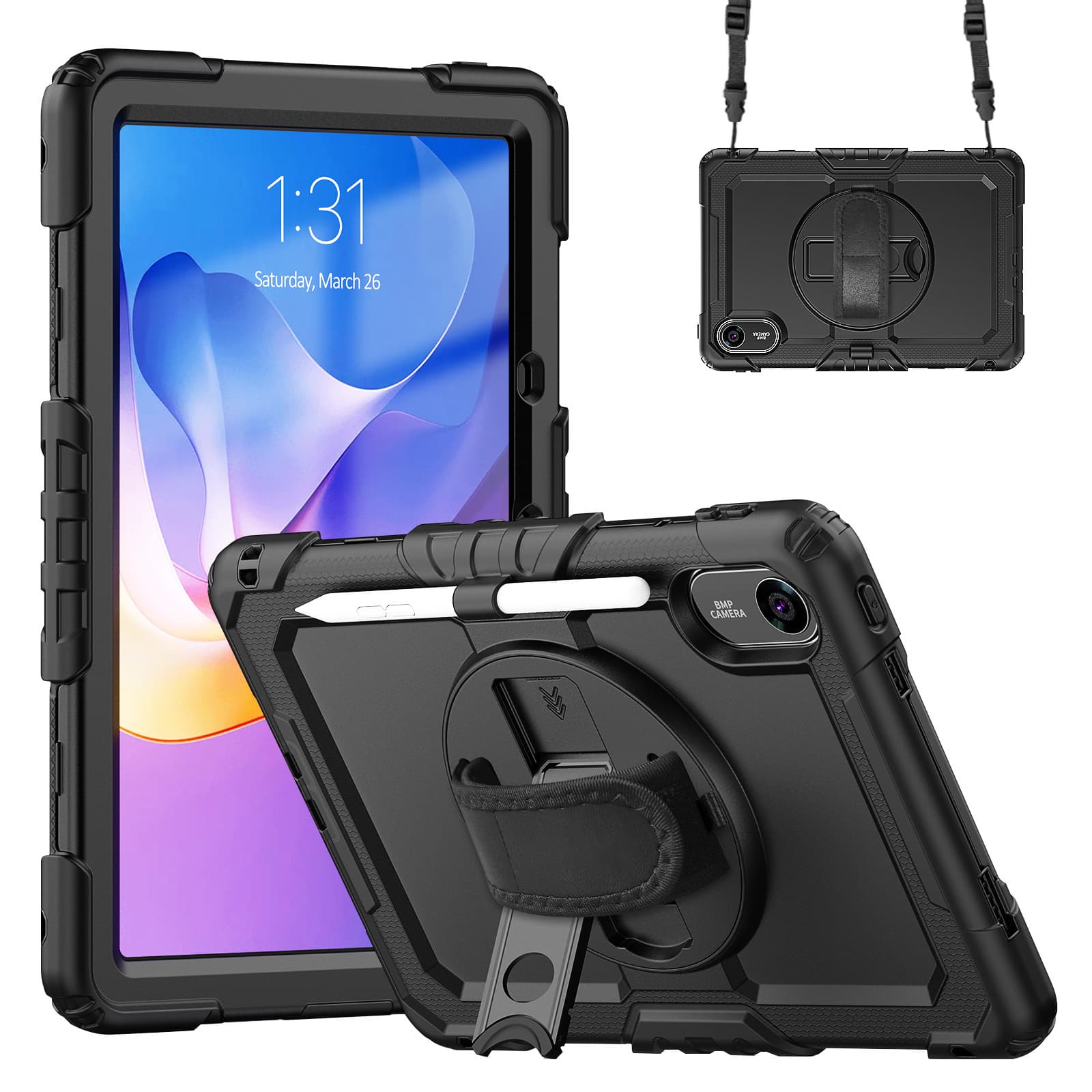Case for 2025 Redmi Pad 2 11 inch with Strap Hand Strap Silicone + PC Anti-Drop Three-Layer Protective Cover