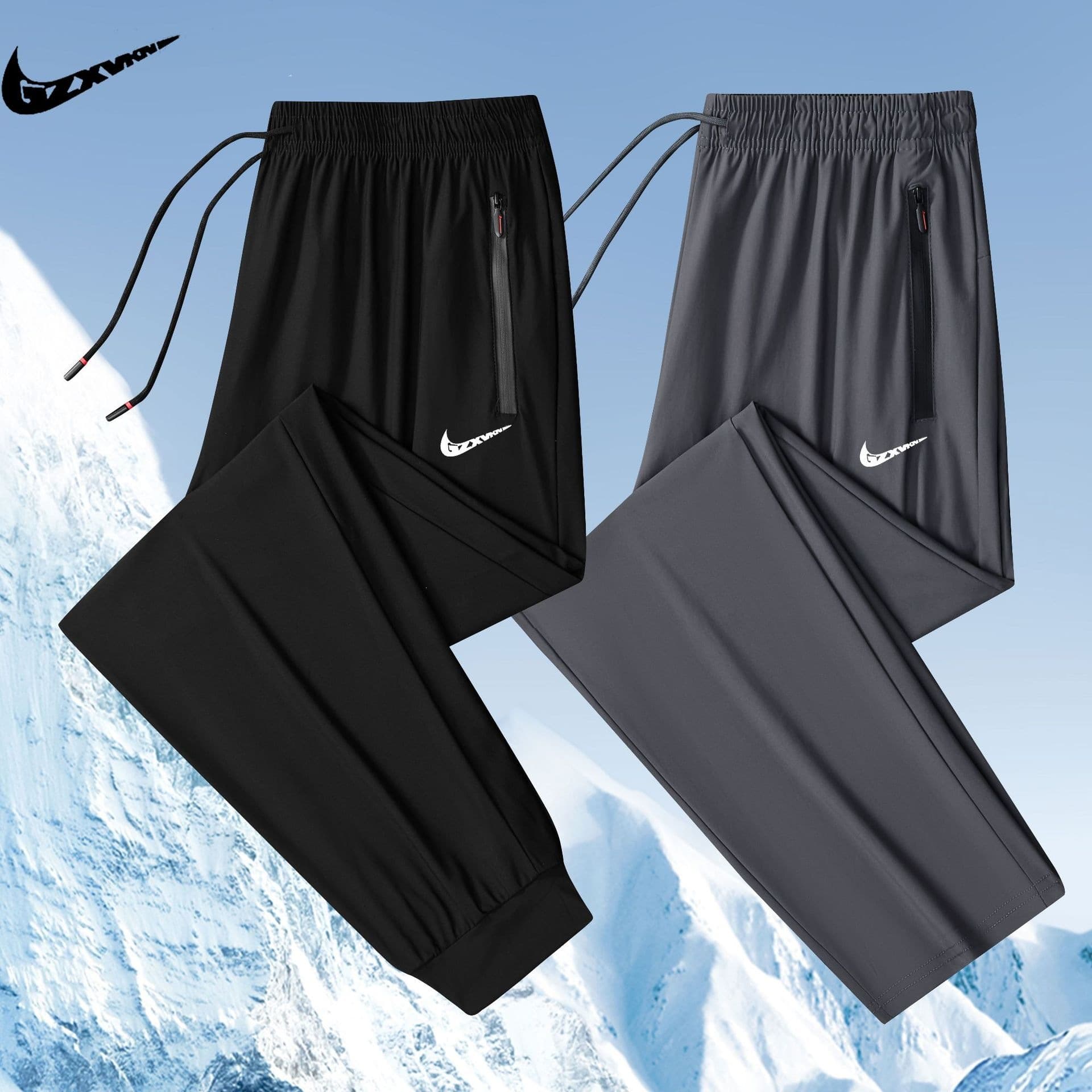 Ice Silk Pants for Men Summer Thin Quick-Dry Breathable Long Pants Outdoor Loose Elastic Casual Sports Pants Cooling Air Conditioning Pants