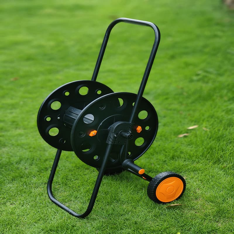Large Metal Push Hose Reel Cart for Car Washing and Garden Use, Garden Hose Reel, Portable Car Wash Hose Holder
