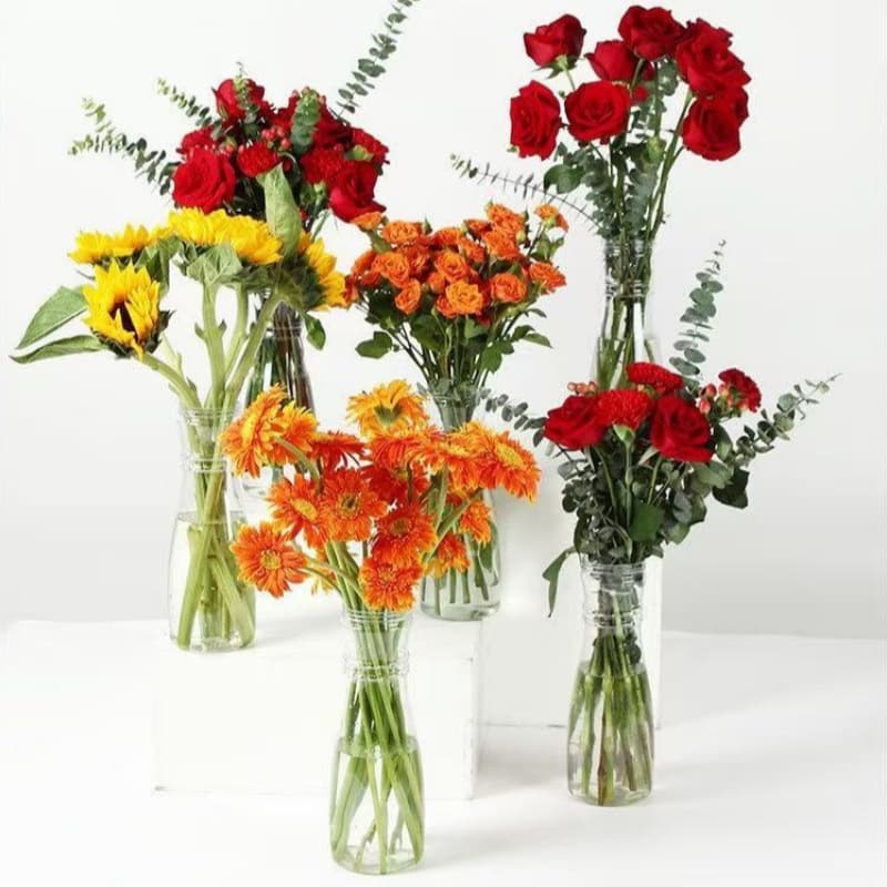 Cross-border wholesale plastic vase, home desktop decoration, windowsill decoration, flower arrangement container, transparent vase, drop-resistant and durable