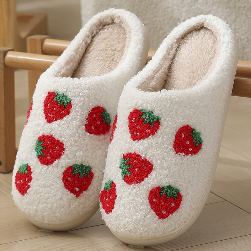 Cixi Autumn Winter E-Commerce Cross-Border Home Strawberry Fruit Cotton Slippers Warm Plush Slippers Home Indoor Slippers