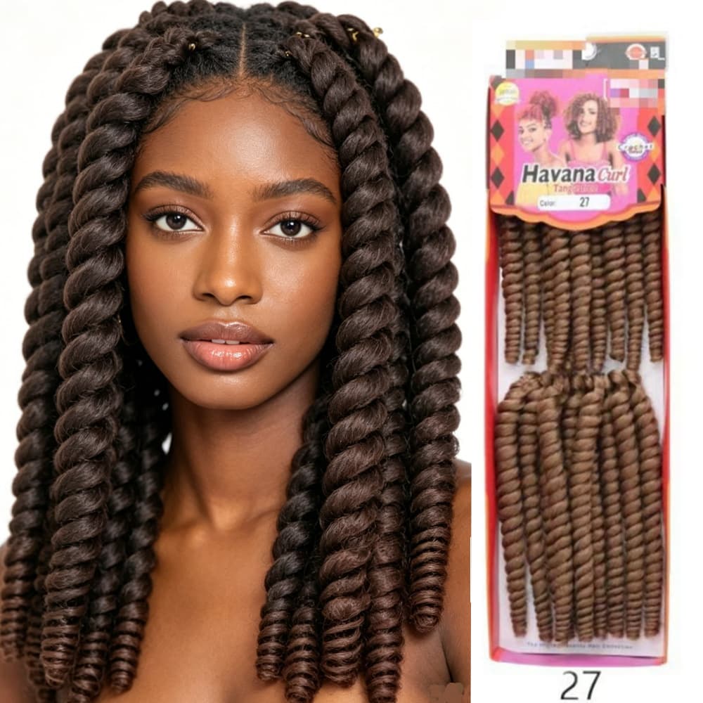 In Stock Low-Temperature Flame-Retardant African Small Curly Spring Braid Havana Curl Two-Piece Set Crochet Hair Factory Direct