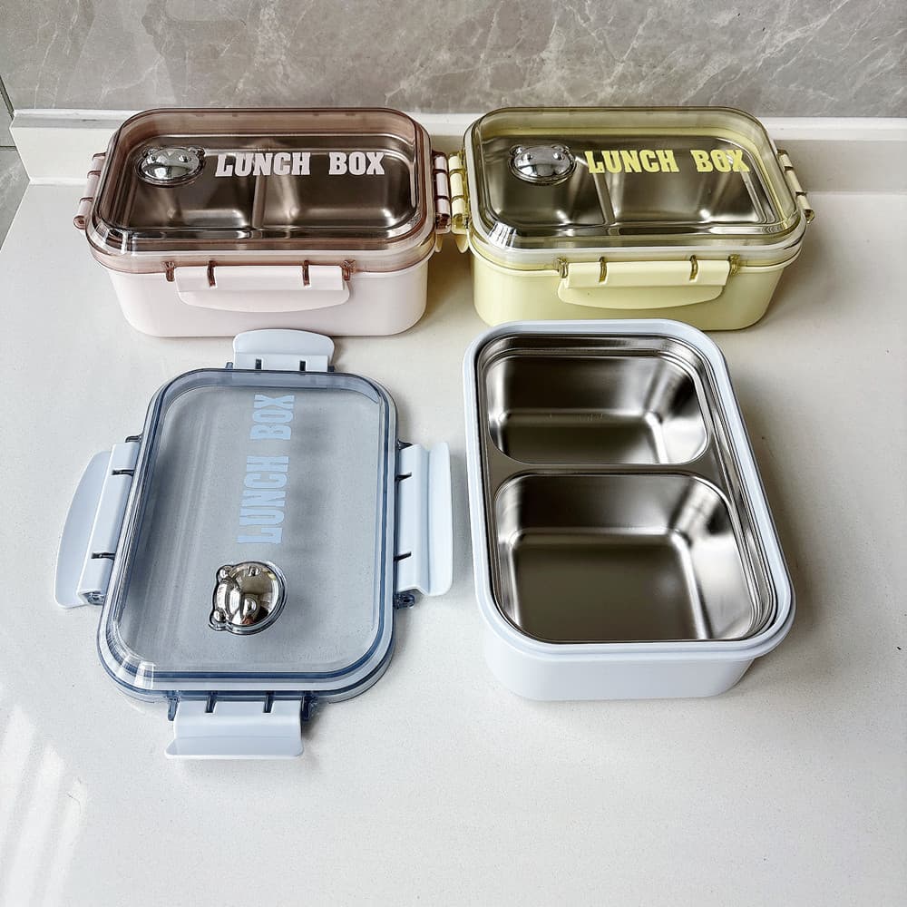 Lunch box light luxury stainless steel lunch box portable lunch box for primary school students divided fruit crisper cross-border batch