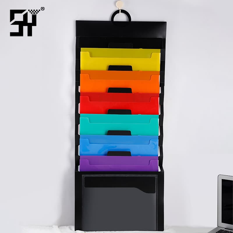 Hanging accordion folder, multi-functional colorful 6-compartment storage booklet for students, A4 document bag, subject storage bag