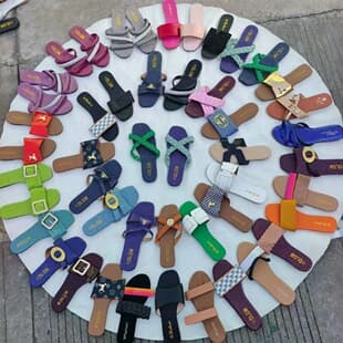 European and American Cross-Border Flat Slippers with Rhinestones, Butterfly Bow, Solid Color, Large Size, Lazy Slippers
