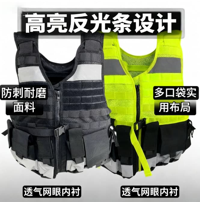 Reflective Anti-Stab Vest Multi-Pocket Safety Protective Vest Fluorescent Protective Clothing Multi-Functional Reflective Vest