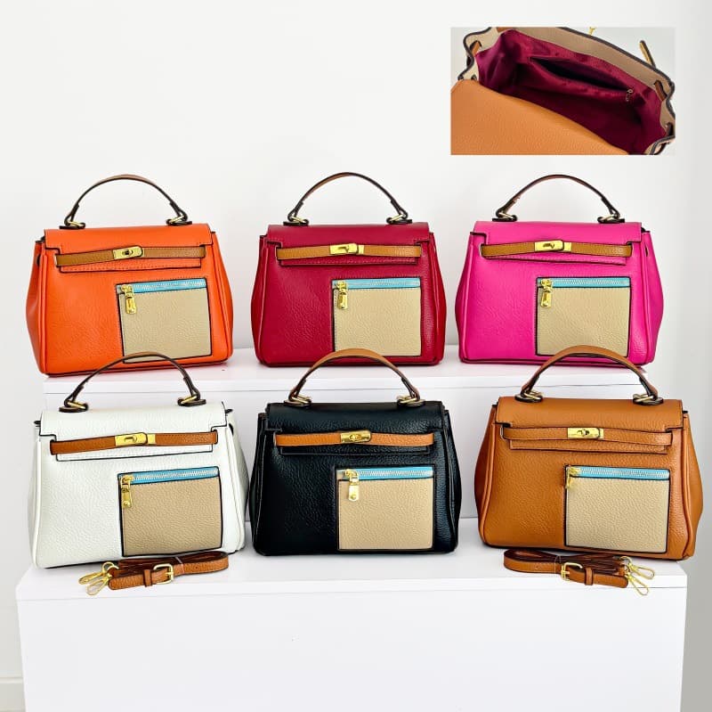 YC-BAG Contrast Color Platinum Bag Cross-border Trade 2025 New Fashion Patchwork Handheld Shoulder Crossbody Kelly Bag