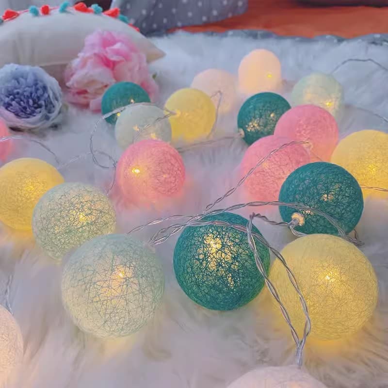 New cotton thread ball lamp LED lantern flashing internet celebrity beauty bedroom room decoration romantic arrangement ball lamp