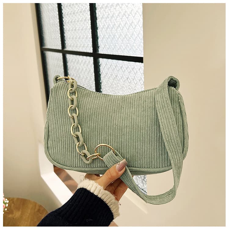Korean style artistic cloth bag, simple casual corduroy cloth shoulder bag for women, solid color mini crossbody bag, portable canvas bag