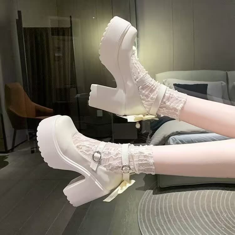 2025 Fall New Round Toe Chunky Heel Shallow Mouth Buckle Strap Versatile Mary Jane Chunky Heel Leather Shoes