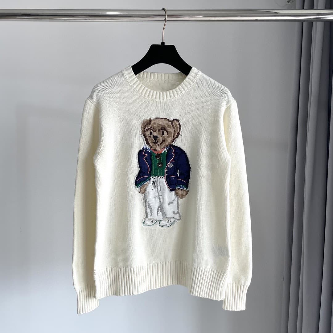 Foreign trade autumn and winter cotton cartoon bear heavy industry embroidery round neck college style age-reducing versatile sweater for women A71