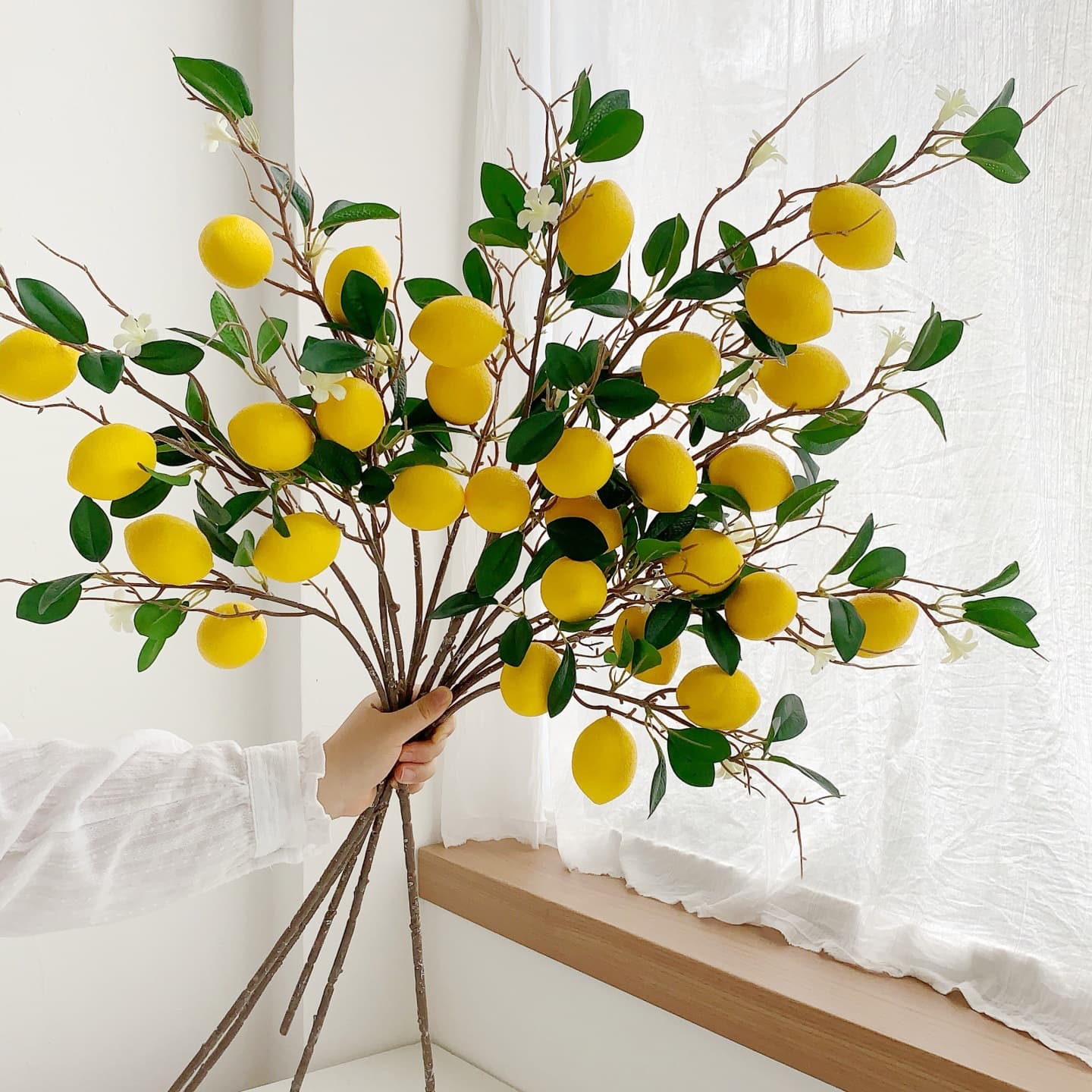 Artificial Lemon Branch Fruit Decor for Home Living Room Bedroom Fake Plant Arrangement