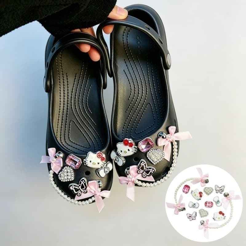 Fashionable Premium Silver Butterfly DIY Accessory Decoration Rhinestone Shoe Charm for Crocs