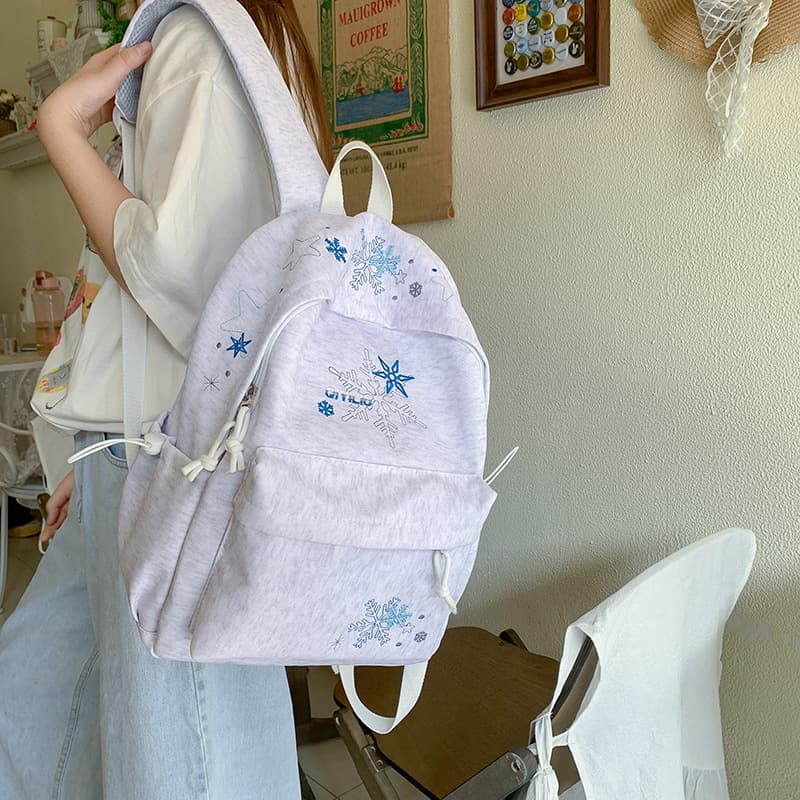 ins embroidery new large capacity versatile backpack lightweight simple high-looking college student backpack school bag