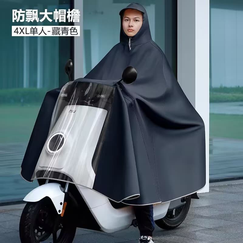 Windproof Electric Bike/Scooter Raincoat, Extra Large and Thick Full-body Rain Gear for Men and Women, Single/Double Rider Storm Protection