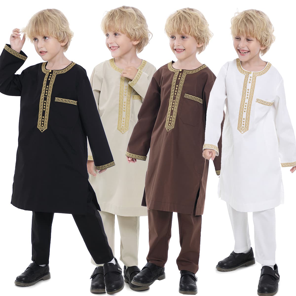 Ready Stock Middle East Teen Boy Embroidered Robe Set, TH878