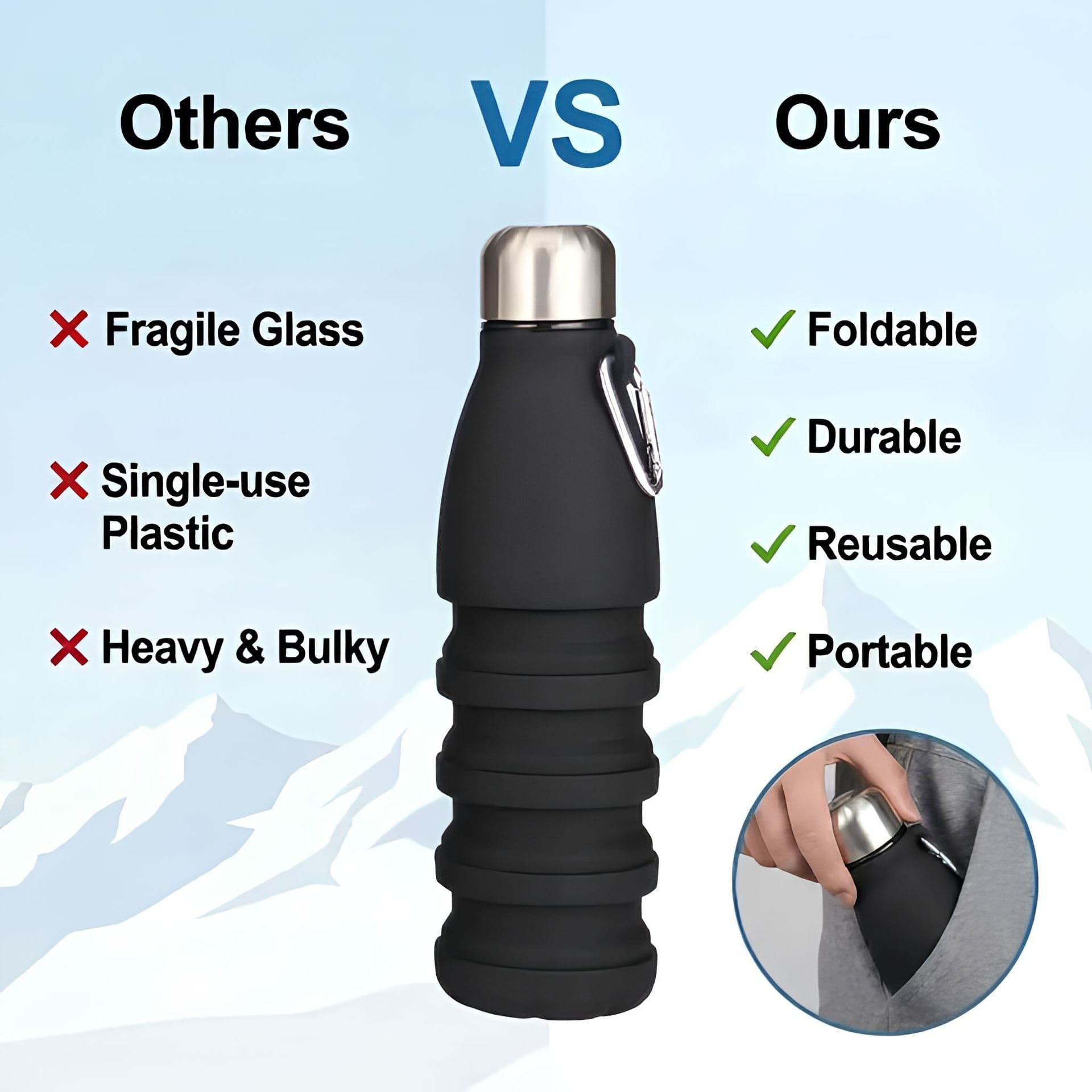 European Popular Sports Water Bottle, Silicone Foldable Cycling Creative Cup, Portable Retractable Coke Bottle Water Kettle