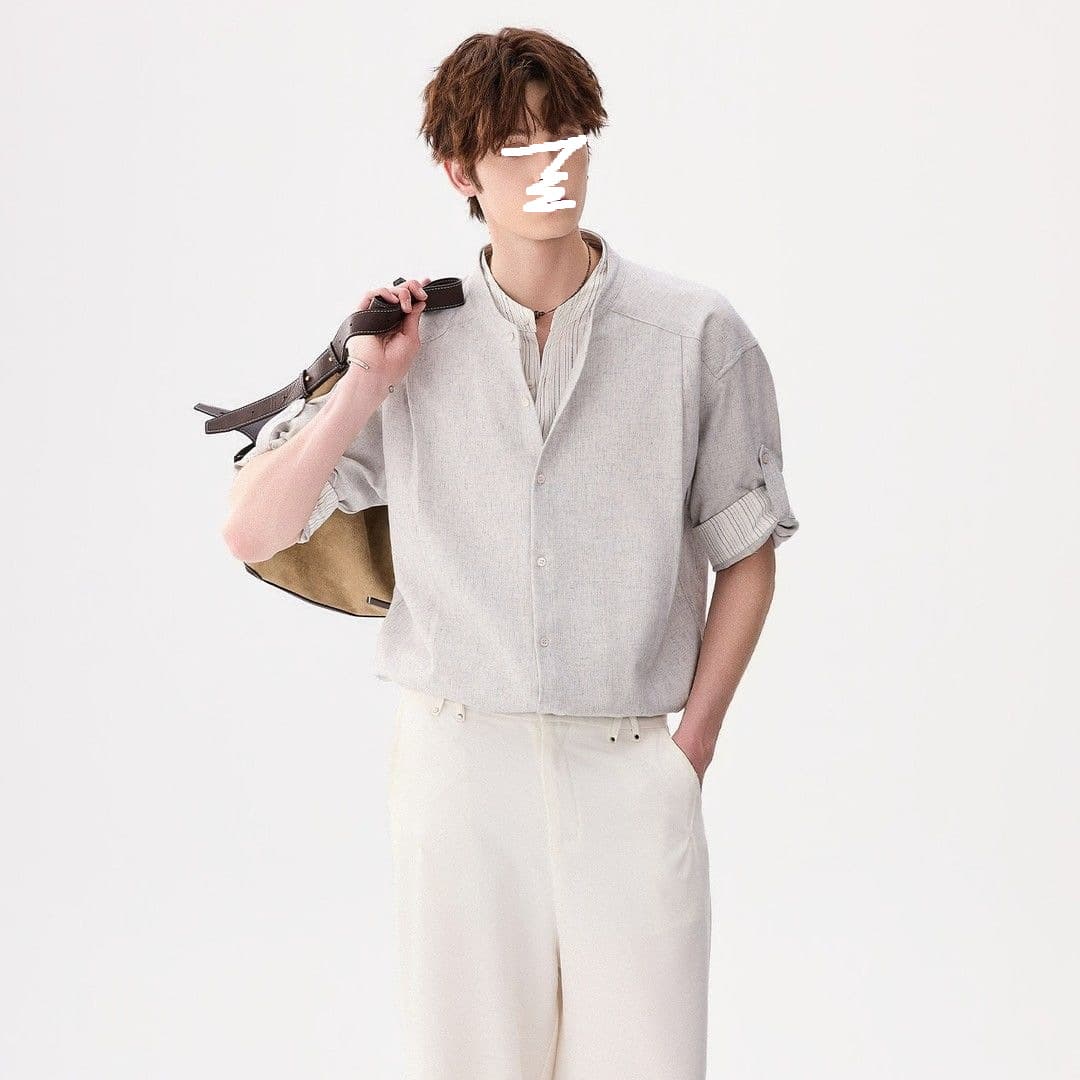 Loose Short Sleeve Shirt Men's Trendy Fake Two-Piece Design Patchwork Men's Fashion Summer Top Men's Loose Shirt