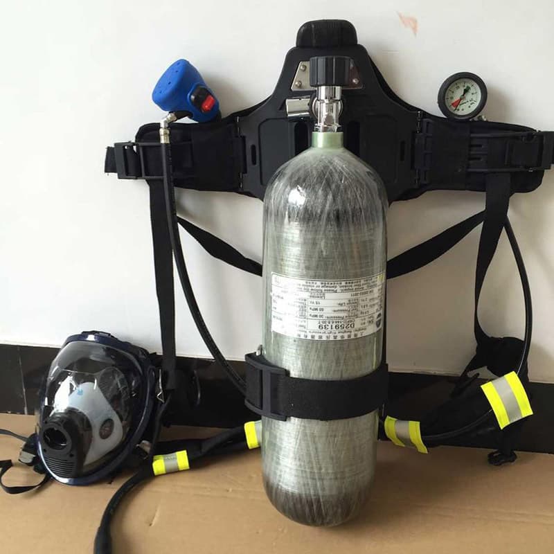 6.8 Carbon Fiber Bottle Self-Contained Open-Circuit Backpack Breathing Positive Pressure Firefighting Air Respirator Oxygen Mask