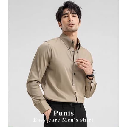 Long-sleeved shirt, autumn new style, large pointed collar, high-end anti-wrinkle business slim casual black men's wedding shirt