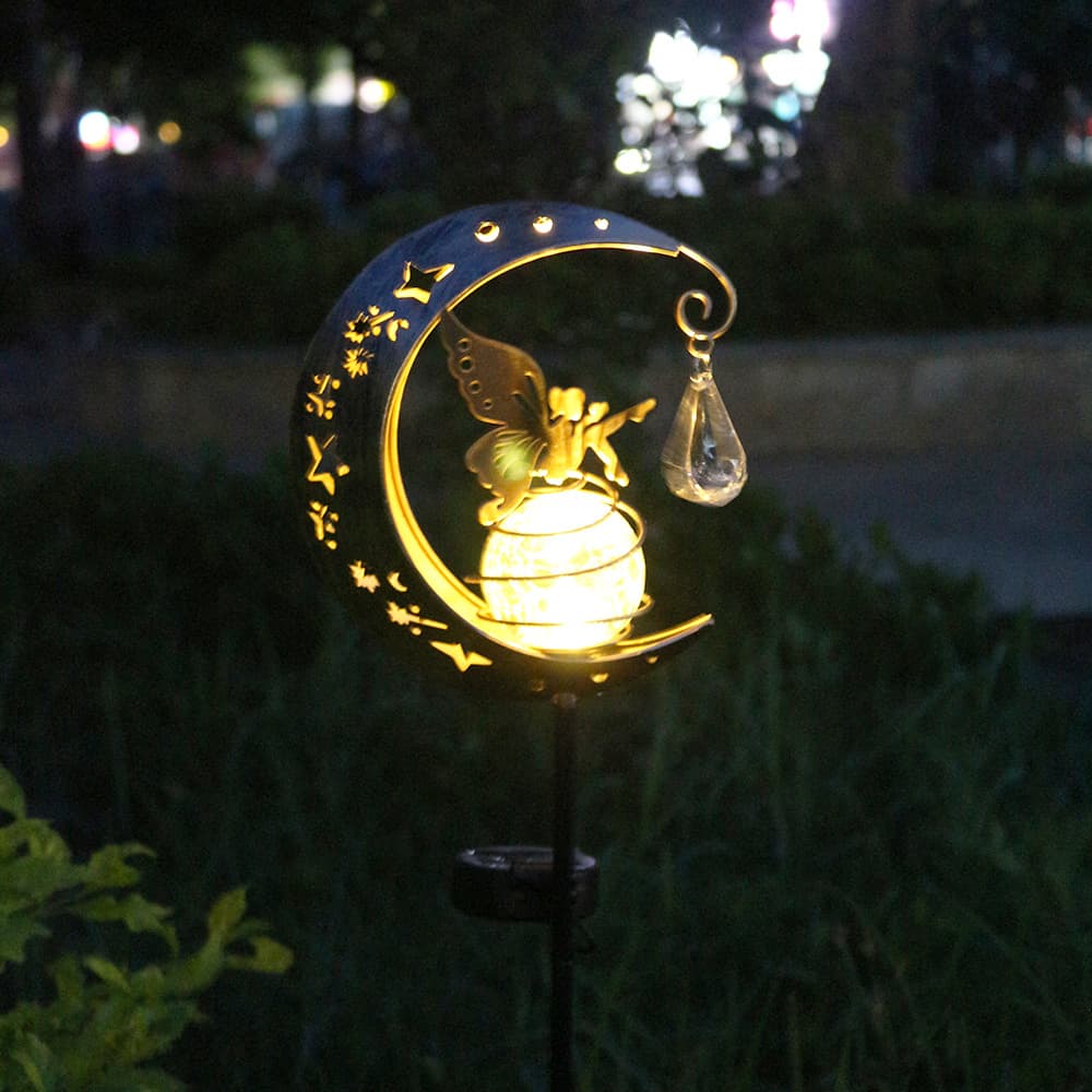 New Cross-Border Solar Fairy Moon Light Cracked Glass Ball Ground Plug Light Courtyard Lawn Light Outdoor Decorative Light