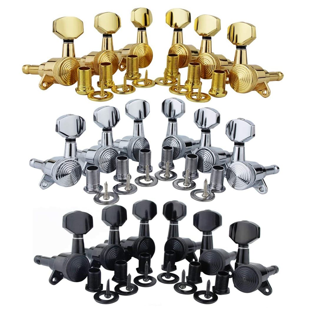 1:18 Guitar String Knobs with Locking Function, Fully Enclosed Back String Lock Wood Electric Guitar String Knobs Knob Shaft