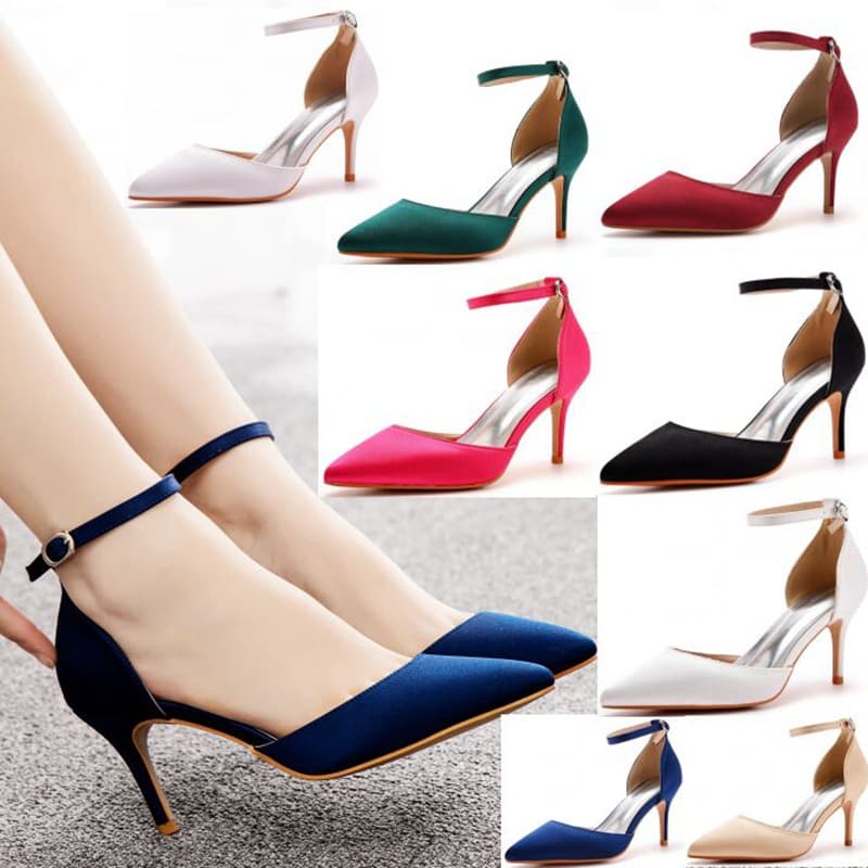 7cm stiletto large size sandals foreign trade banquet women's shoes high-end silk high-heeled sandals satin dress long skirt shoes