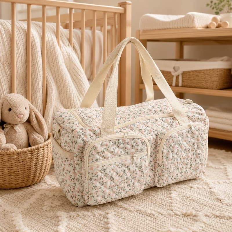 Cute Cartoon Bear Handbag Mommy Bag, Large Capacity Multi-Pocket Diaper Bag for Outings and Baby Care