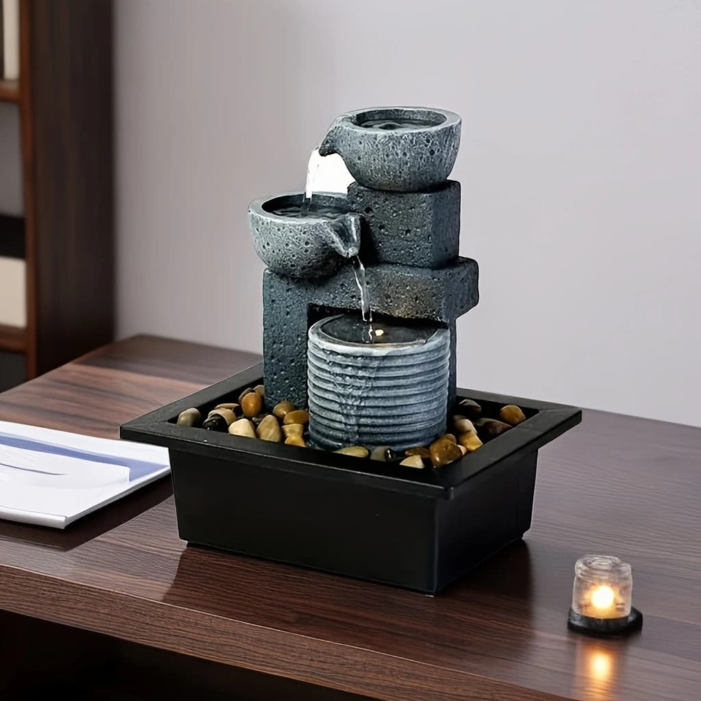 home decor cross-border certification desktop small fountain flowing water ornaments gift home flowing water purification