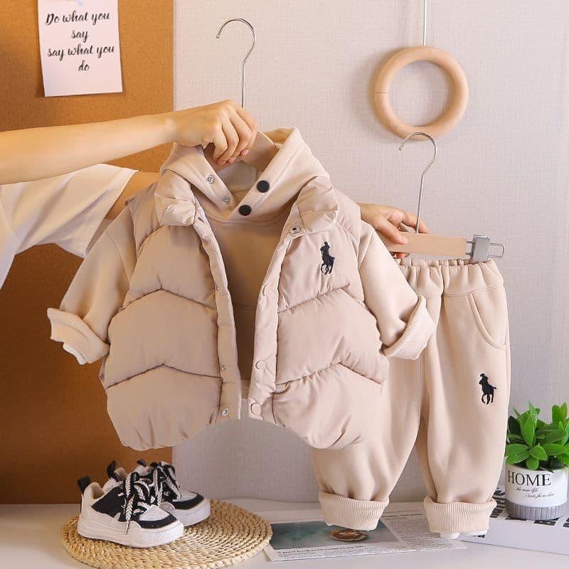 Children's suit Western-style sweatshirt boys new children's clothing Korean version thickened baby sports three-piece ready-made pants suit