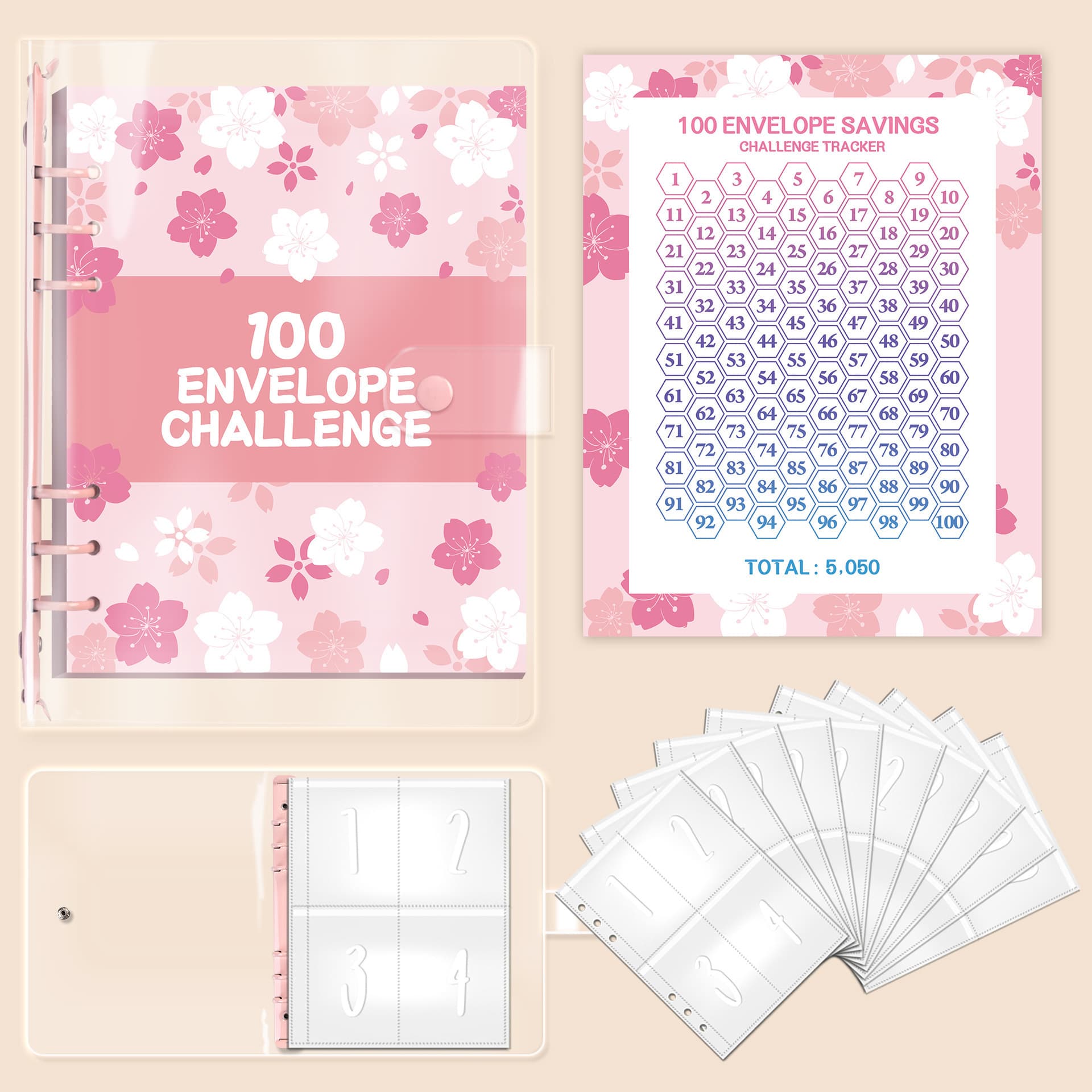 Cross-border popular 100-day couple’s money saving challenge loose-leaf book to save money, save money, cash budget handbook