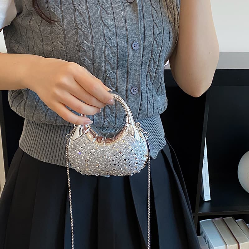 Mini Clutch Rhinestone Crossbody Bag 2026 New Style for Export, Embellished Shoulder Bag for Women