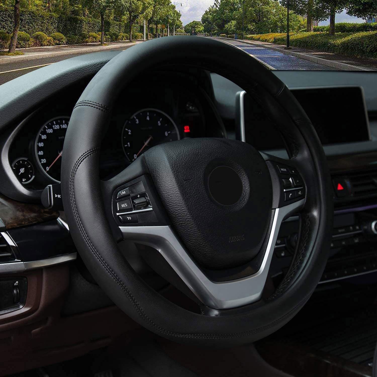 New Car Steering Wheel Cover Carbon Fiber Leather Anti-Slip Wear-Resistant Four-Season Universal Handle Cover Cross-Border Hot Selling Wholesale