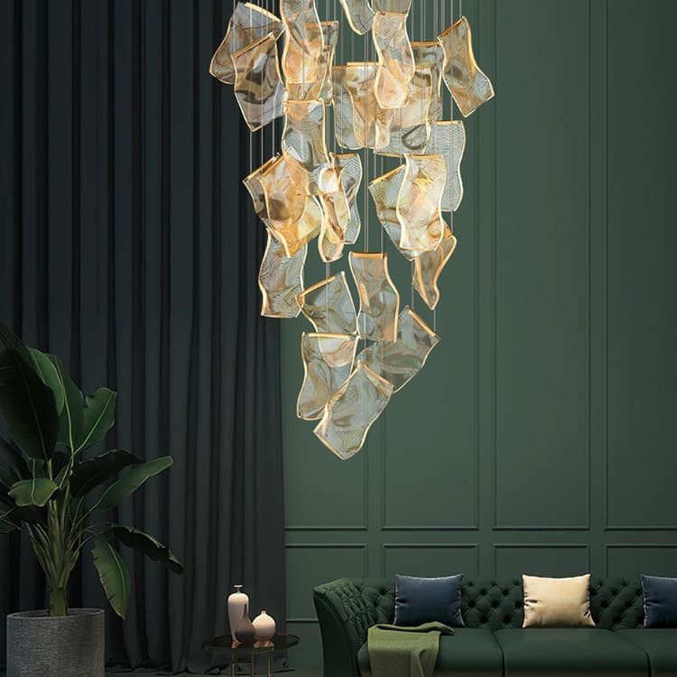 Large chandelier for duplex building, post-modern light luxury villa living room lamp, creative lamp, high-ceiling staircase art lighting