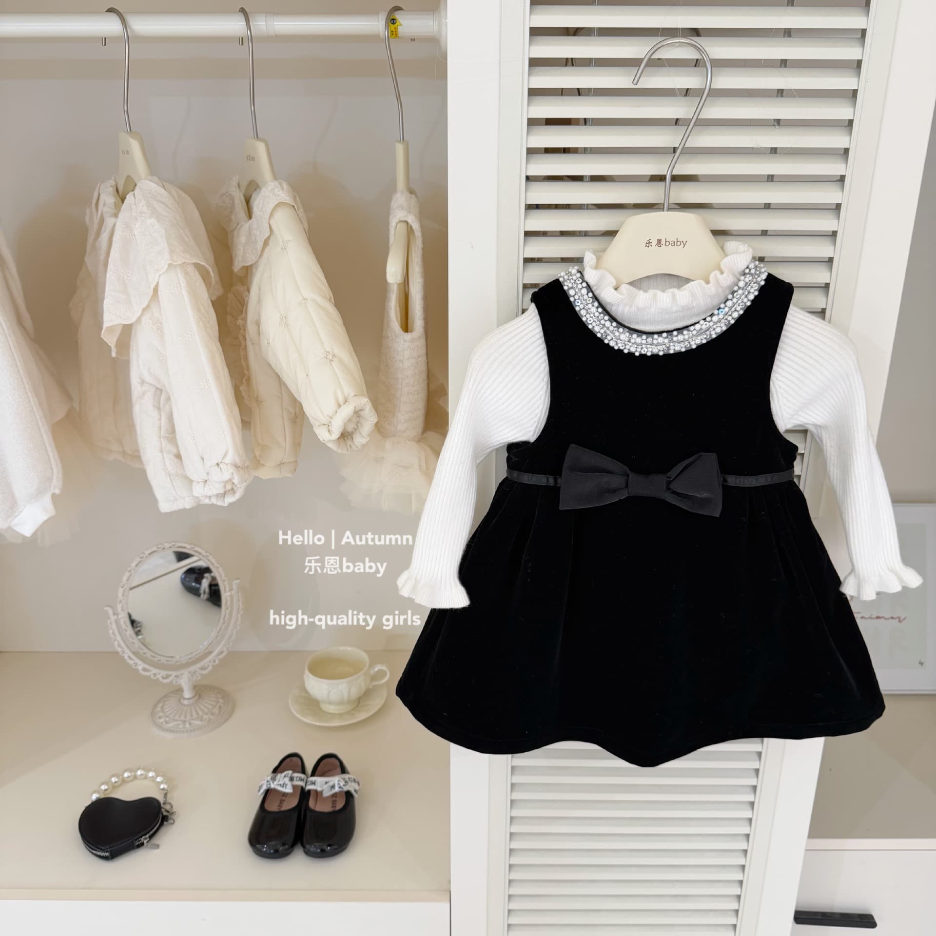 [Leen Children's Clothing] Original design winter girls' velvet vest and velvet skirt socialite small fragrant style dress