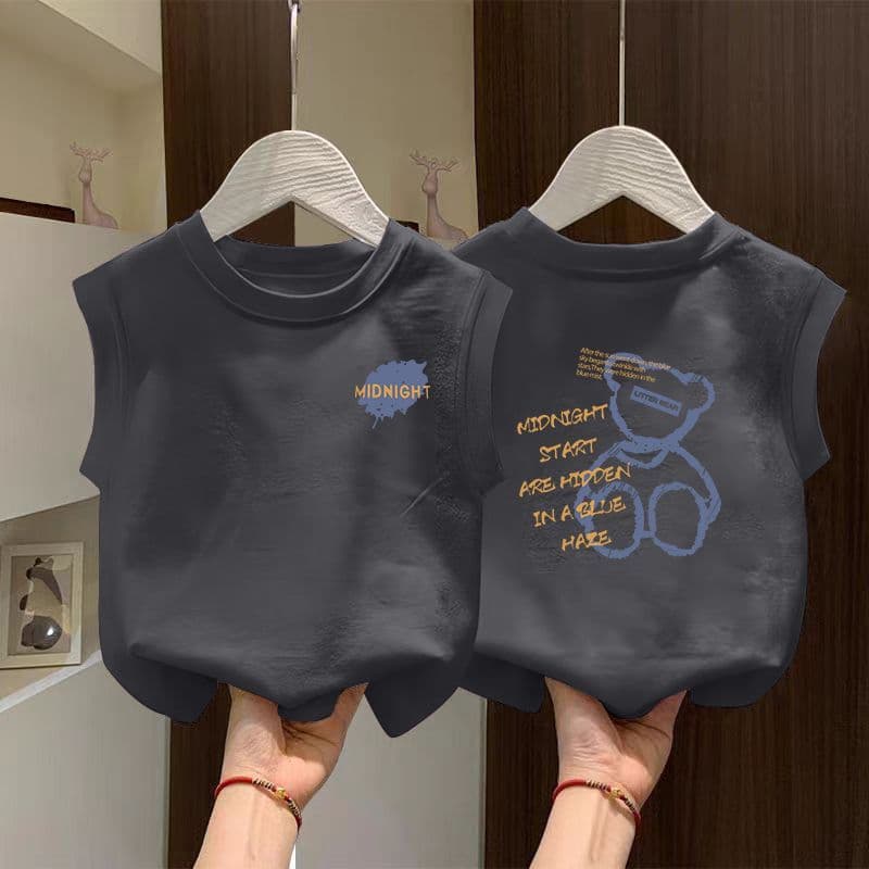 Boys Sleeveless T-Shirt 2026 New Kids Street Style Solid Color Thin Fashion Versatile Summer Sleeveless Tank Top Vest