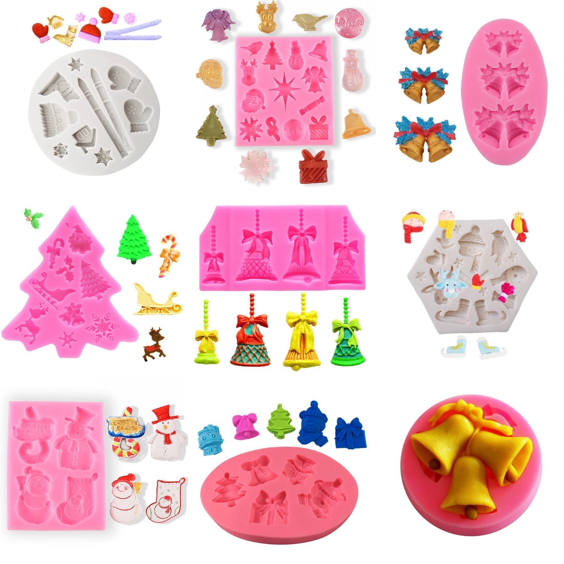 Christmas Tree Santa Claus Silicone Mold Fondant Baking Decoration Tool Christmas Series Snowman Reindeer Silicone Mold