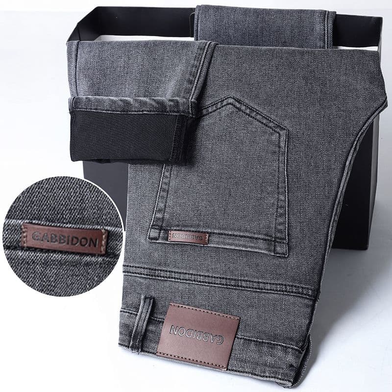 Spring and Autumn Popular Men's Jeans, Light Business Fashion, Versatile, Stretchy, Slim-Fit, Casual Straight-Leg Denim Pants for Men