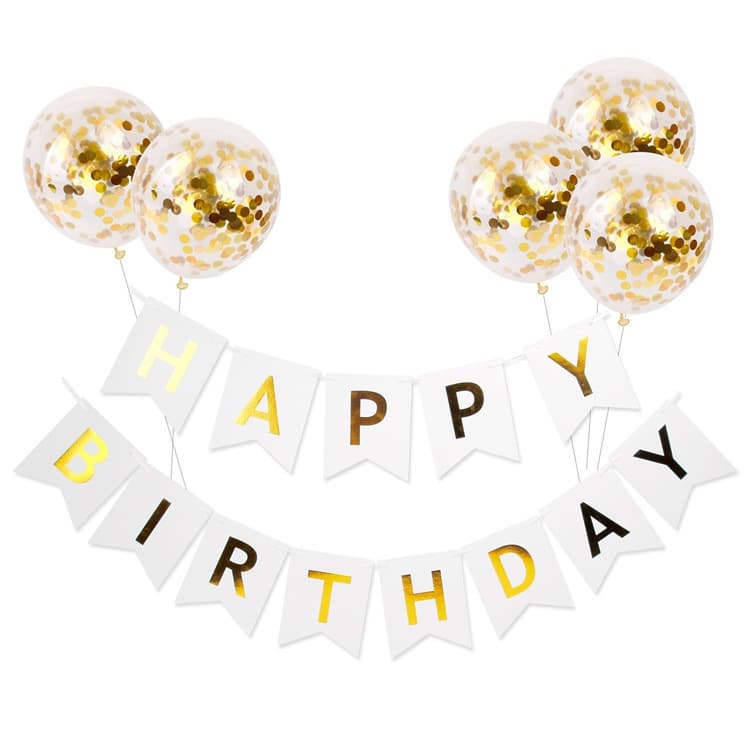 Birthday Party Decoration Happy Birthday Foil Pull Flag Glitter Balloon Set Wholesale Custom