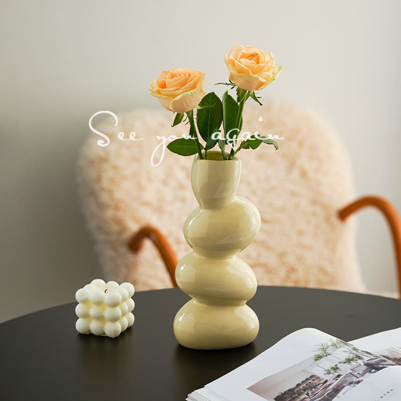 Creative Minimalist Ceramic Vase Ins Style Irregular Home Entryway Luxury Decorative Piece High-End Flower Arrangement Ornament