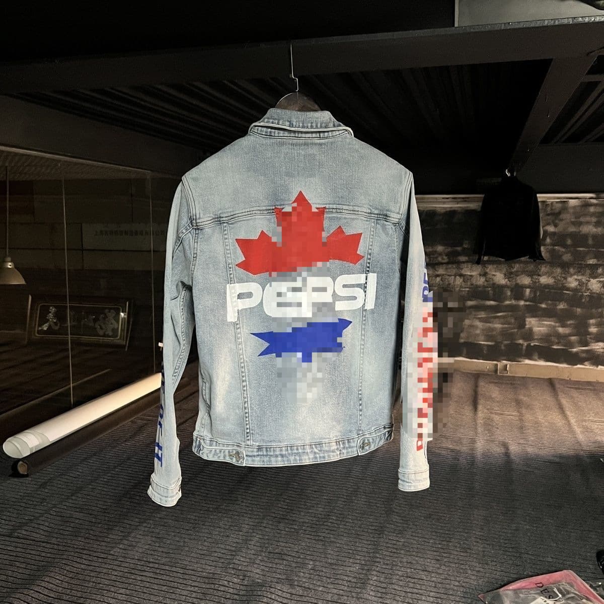Guangzhou high version D2 Pepsi co-branded denim jacket men's trendy brand slim fit wholesale
