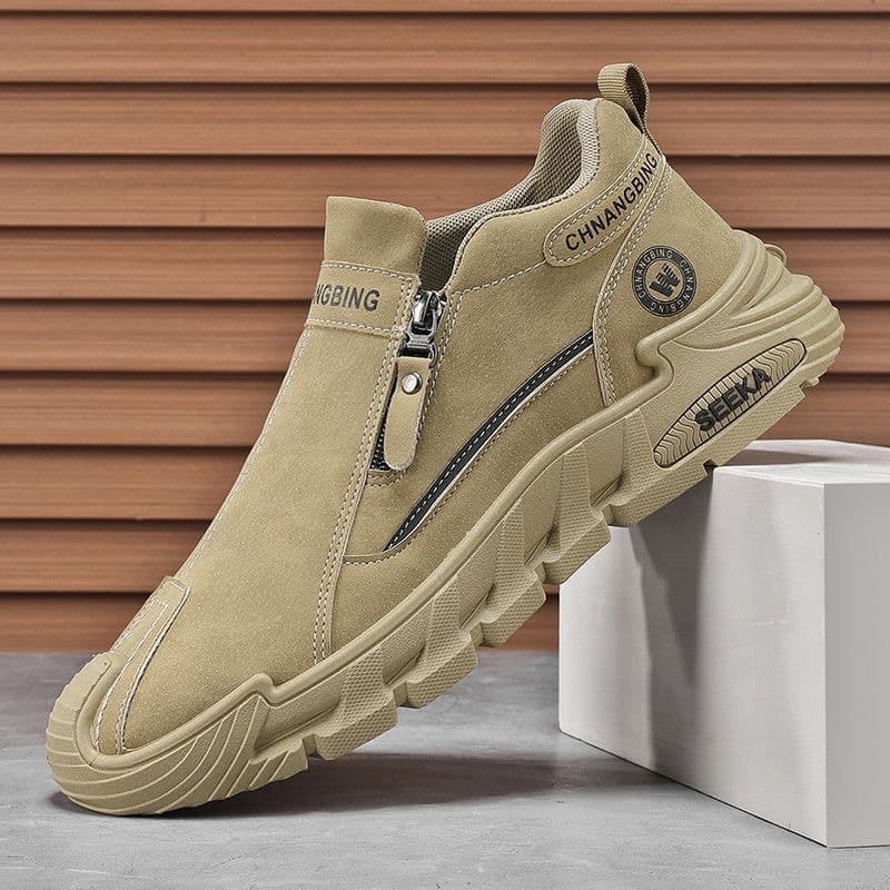 2026 Spring New Versatile Men's Shoes Zipper Anti-Slip Safety Shoes Men's Casual Sports Martin Workwear Shoes Skate Shoes